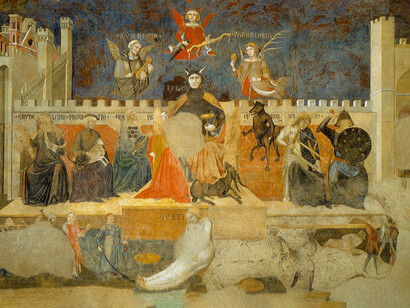 Ambrogio Lorenzetti, Alegoría del mal gobierno (detalle), 1388-1340