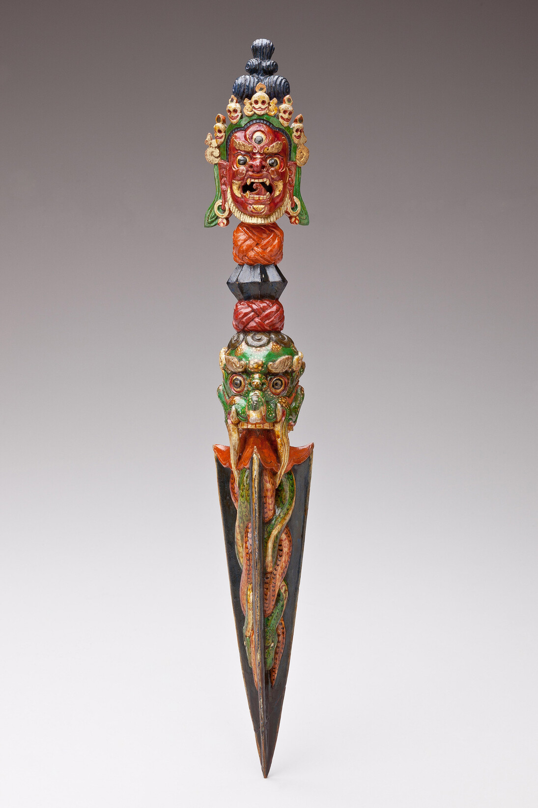 Ritual Dagger (phurba), Painted wood, Northeastern Tibet, 19th century (c) Collection of the Newark Museum, New York