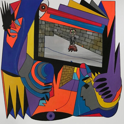 Luis Cruz Azaceta, Refugee, 2022. Courtesy of Pan American Art Projects Gallery