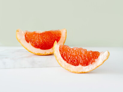 Two slices of grapefruit