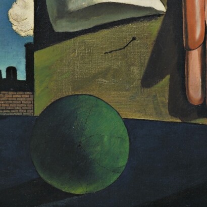 Giorgio De Chirico, "Canto d’amore", 1914, dettaglio palla verde. Museum of Modern Art, New York, USA