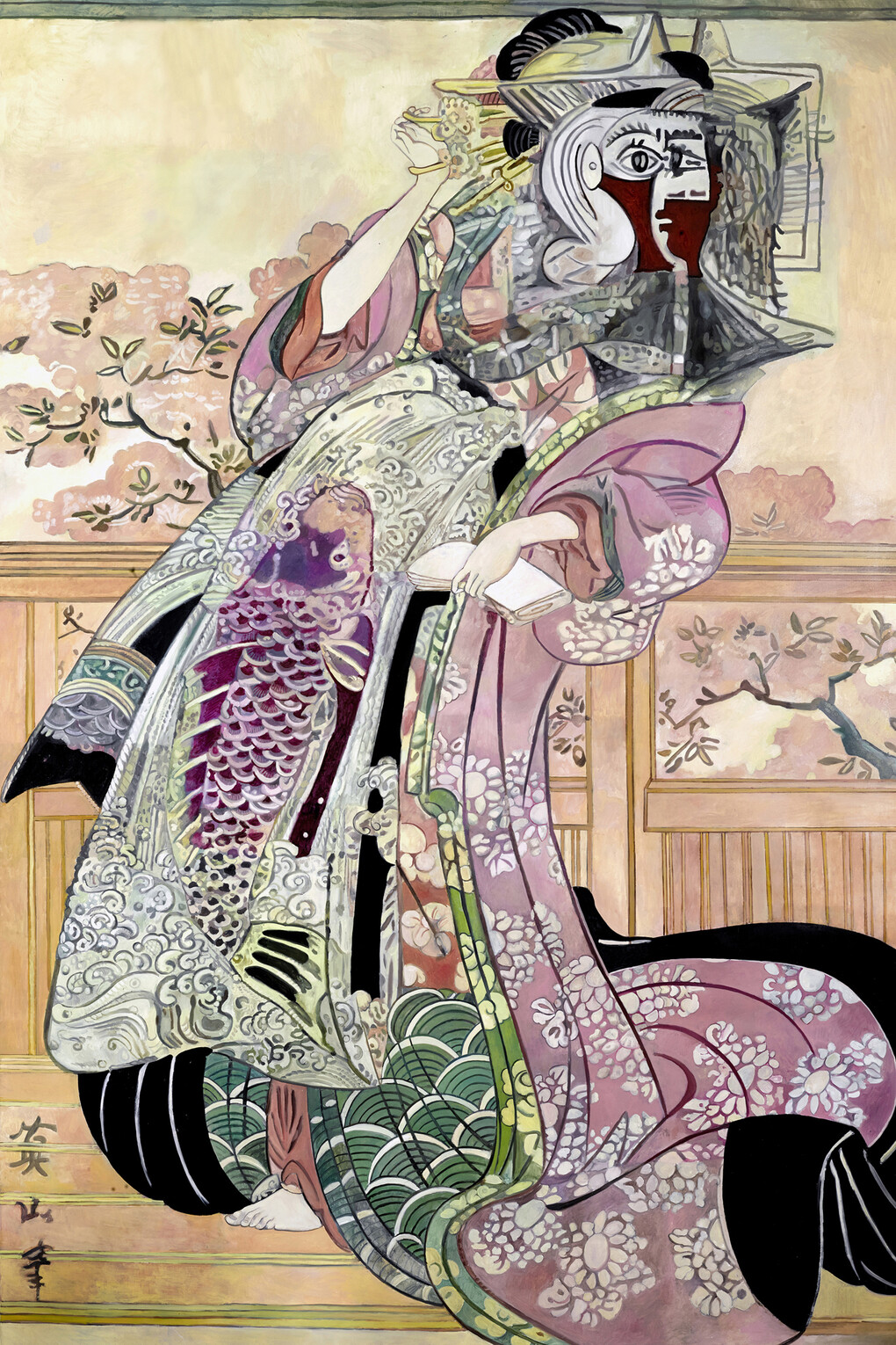 Wolfe von Lenkiewicz, The Carp Lady, 2015, Oil on canvas, 300 x 200 cm (118.1 x 78.7 in)