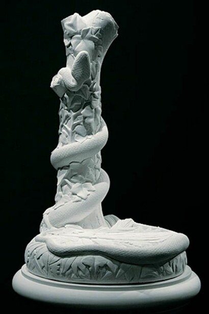 Lily Cox-Richard, The Stand: Eve Tempted, 2013, Carved plaster, 71 1/2 in. high x 25 in. wide x 25 in. deep