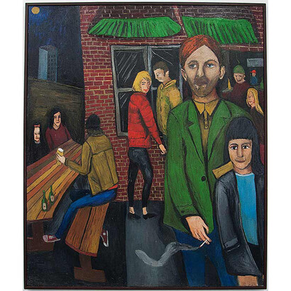 Ben Clarke, At The Hawley Arms  2013, Oil on canvas, 190 x 150 cm