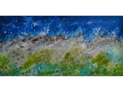 Marie Danielle Leblanc, Jhinu Danda, Mixed Media on Wood Panel, 30 x 60, 2015