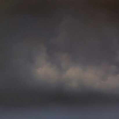 Cumulonimbus Indigo , 2016, oil on canvas, 152 x 182 cm, by Jenny Pockley. Courtesy of Long & Ryle Gallery