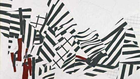 Striate Red, ca. 1965, Oil and pencil on canvas
50 x 50 inches, Signed and dated lower right: Perle Fine