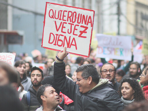 Manifestación en favor de la ampliación de las pensiones por jubilación en Chile