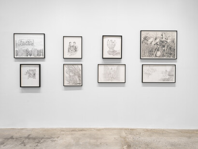 Jim Shaw, Drawings, exhibition view. Courtesy of Gagosian Gallery