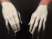 Ken Currie, Whitened Hands, 2017, Oil on panel, (c) Ken Currie, Courtesy of Flowers Gallery London and New York
 