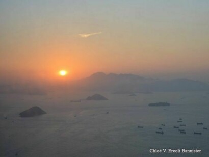 Sunset near Hong Kong