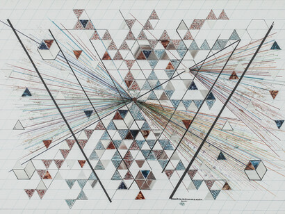 Monir Shahroudy Farmanfarmaian, Untitled, 2012, Felt-tip pen on paper, 70 x 100 cm, Collection of the artist, courtesy The Third Line, Dubai © Monir Shahroudy Farmanfarmaian. Photo: Courtesy of the artist and The Third Line, Dubai