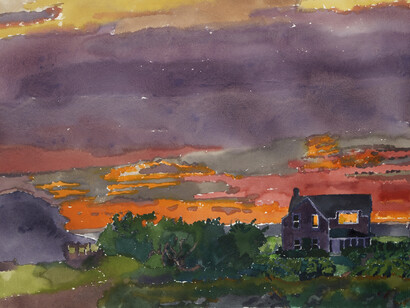 Graham Nickson, Sun Within the House I, 2014, Watercolor on paper, 22 x 30 inches