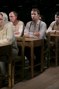 A moment from the play "Our Class" at the Cameri Theater in Tel Aviv