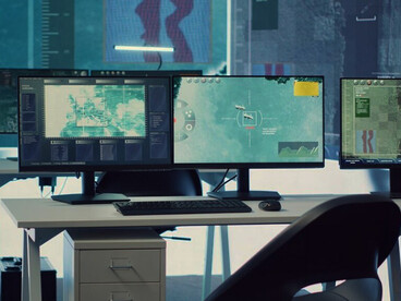 An empty operations center used for monitoring safety and emergency alerts
