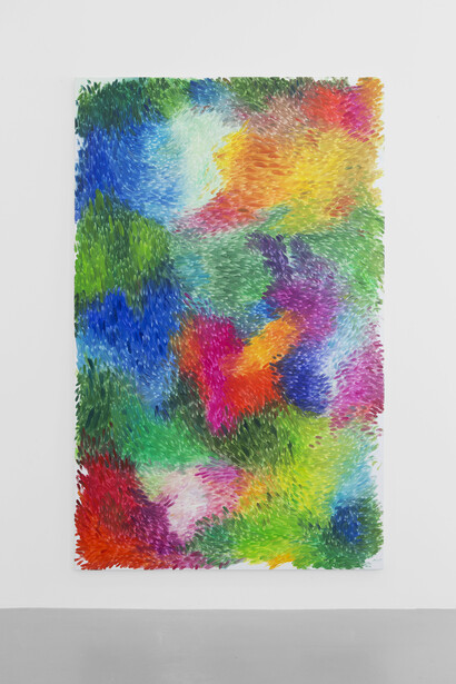 Peter Zimmermann, "fleur" 2014, Oil on canvas, 250 x 160 cm / 98 1/2 x 63 inches, Photo : Claire Dorn, Courtesy Galerie Perrotin