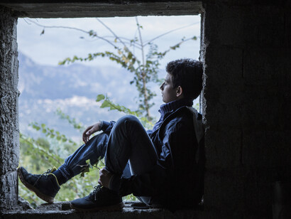Francesco Russo sul set del film