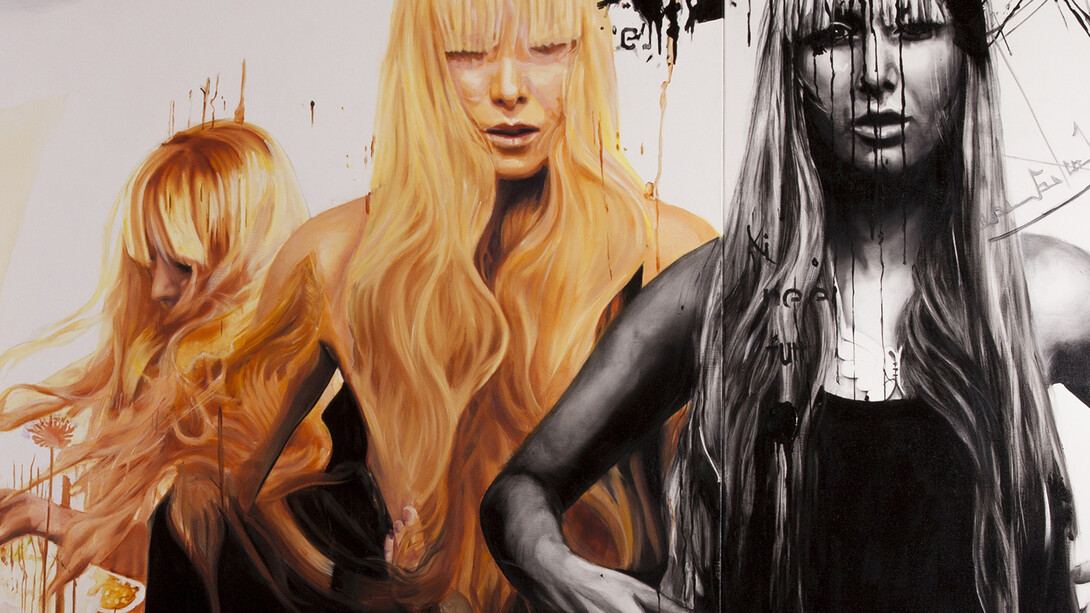 Afshin Pirhashemi, Untitled, 2014, Oil on canvas, 100 x 300 cm