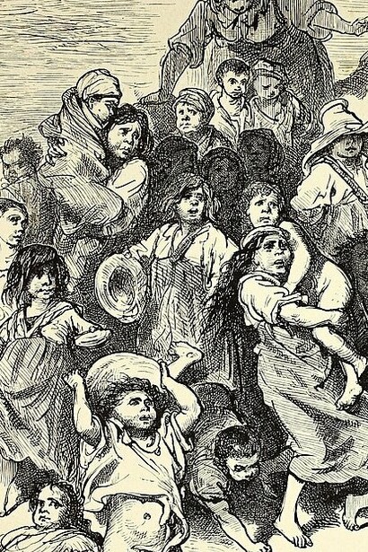 ""Familia de mendigos en Granada", grabado, Gustave Doré, 1874