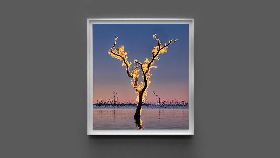 Murray Fredericks, Blaze #17, Lake Pamamaroo, Menindee, 2022, pigment print mounted to aluminium, 100x92cm, edition of 25+2AP
