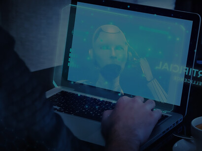 Enrich your content with visuals of a laptop user engaging with cutting-edge artificial intelligence (AI) technology