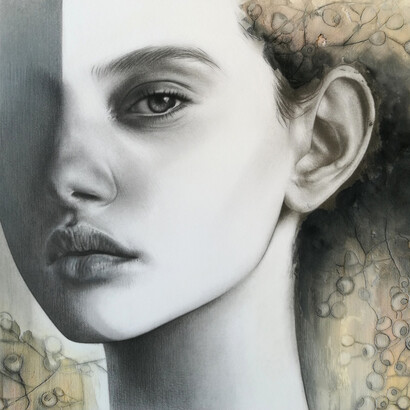 Cetti Tumminia, Effimera 8, 2018, tecnica mista su carta applicata su tavola, cm. 25x25x1,4