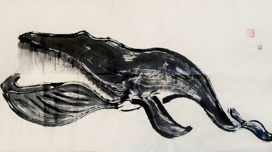 Joey Leung Cho Yi, A whale's accidental journey into Hong Kong Waters (memorial) 誤闖香港水域的鯨魚（紀念) (detail), 2023. Courtesy of Sin Sin Fine Art