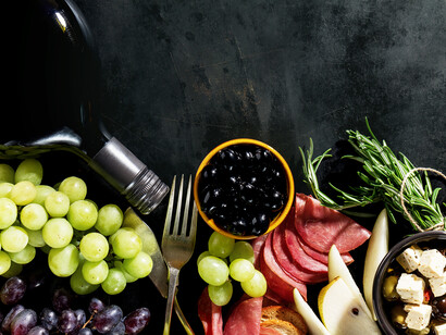 Wine, olives and other food typical of the region