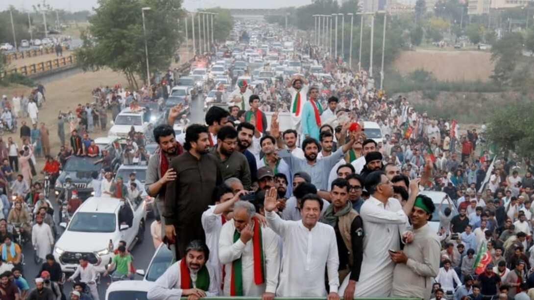 Pakistan Tehreek-e-Insaf (PTI) Chairman Imran Khan is leading an anti-government long march toward Islamabad