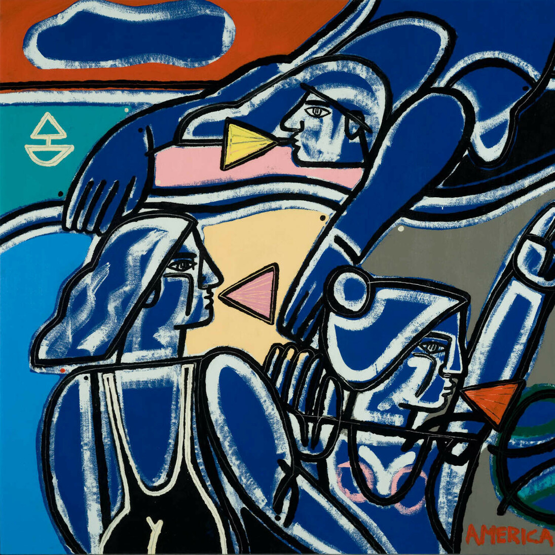 America Martin, Women Swimming and Whistling, Oil and Acrylic on Canvas, 72" x 79". Courtesy of JoAnne Artman Gallery
