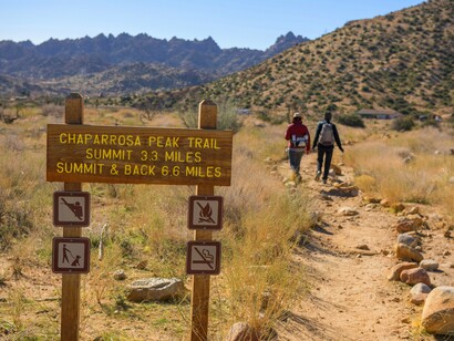 Pioneertown Mountains Preserve, a protected area near Joshua Tree National Park, is a wilderness preserve with many hiking trails and spectacular views