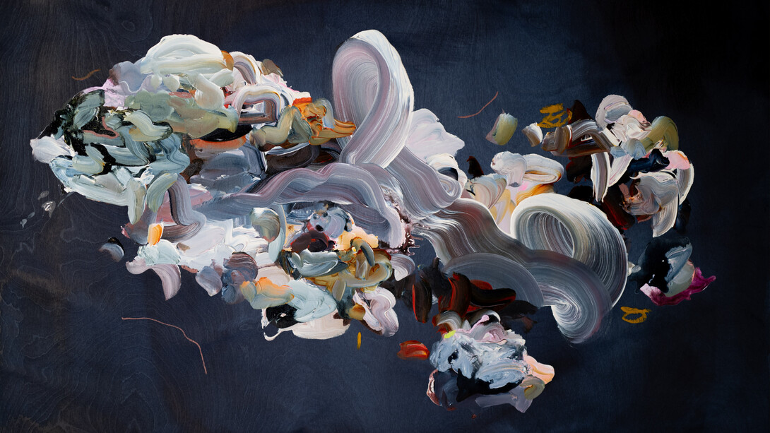 Janna Watson, A Wave of Warmth, 2023, acrylic, gouache, oil pastel and ink on birch panel, 36x48 inches (Watson's work may be oriented in any direction). Courtesy of Kenise Barnes Fine Art, Kent, CT
