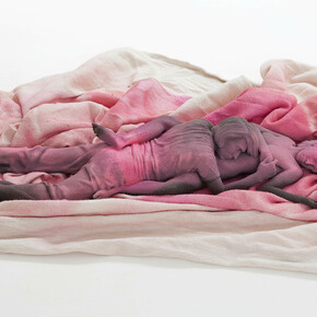  Yves Scherer, GP, 2015, Aluminium Dibond, Prada Bag, T-Shirt, Pants and Acrylic Paint, 135x102 cm - Courtesy Studiolo, Milan - Photo Filippo Armellin