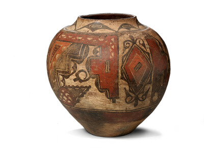 Jar, Santa Ana Polychrome, Santa Ana, New Mexico, ca. 1820. Clay and pigment, height: 14 1/4 inches. Purchase: William Rockhill Nelson Trust, 33-1157.