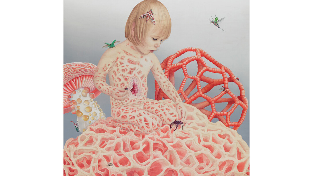 Tiffany Bozic, Universal Veil, Acrylic on maple panel, 2014, 46 x 36 inches