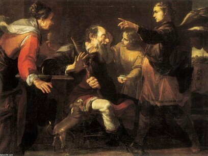 Gioacchino Assereto. "Tobías curing the blindness of his father" (1640).