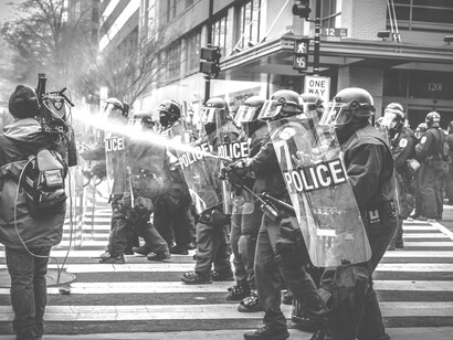Police attack protesters in Rennes on June 6, 2023, on the 14th day of nationwide protests against government policies in France