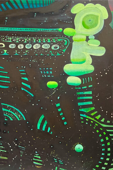 Sharon Horvath, Moonmovie (detail), 2010-23. Acrylic on canvas, 52 x 74 inches. Courtesy of Bookstein Projects