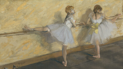 Edgar Degas, Bailarinas practicando en la barra