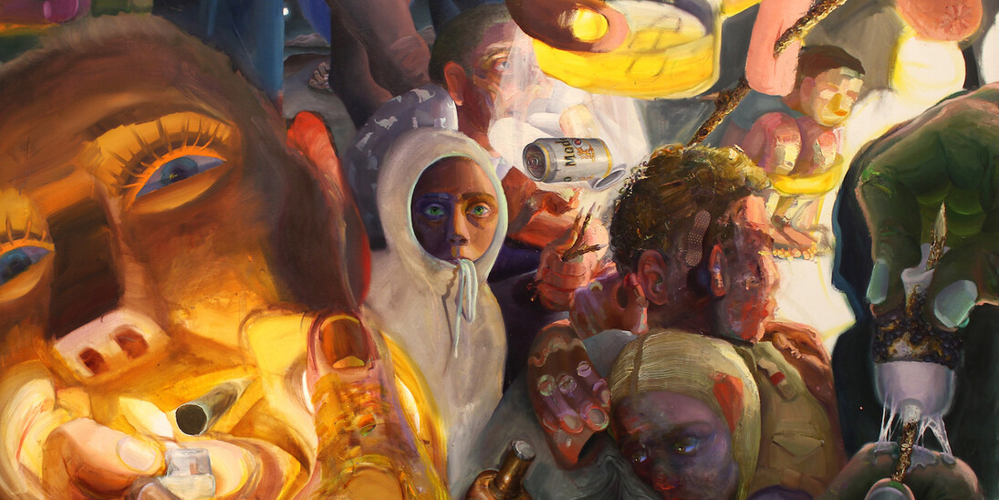 Bonefire, 2017, olio su tela, 152x82.88cm. 