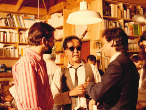 Libreria Altamira, Santiago del Cile. In foto, Jorge Edwards, Antonio Arévalo e Arturo Fontaine