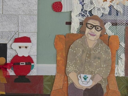Ann Toebbe, Company (detail), 2012, cut paper, gouache and graphite on panel, 24 by 30 inches