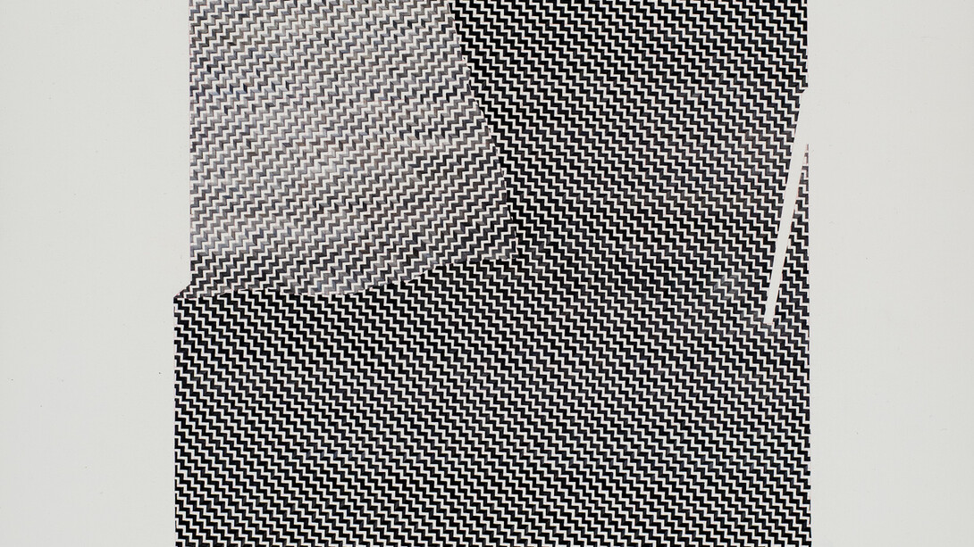 Toulu Hassani, untitled, mechanical pencil, oil on canvas, 2016, 61 x 43 cm / (Sammlung des Bundes, Bonn), © Foto: Volker Crone.