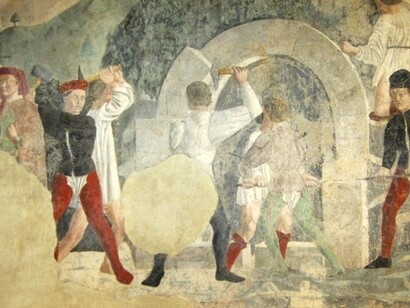 Lorentino d’Andrea, *Processione alla Fonte Tecta*, 1463, Cappella Carbonati, Basilica di San Francesco   
