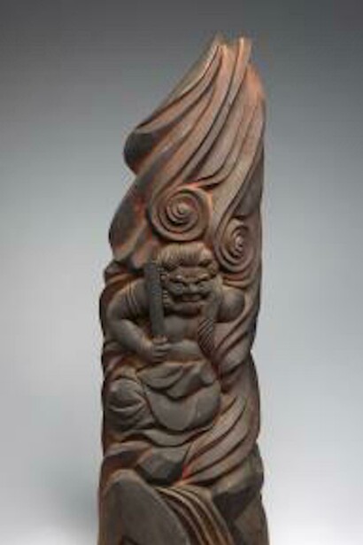 Mokujiki Shōnin 木喰上人, Japanese, 1718–1810
Fudō Myōō, Japan, Edo period (1615–1868), 1805 Chisel-carved (natabori) wood, H. 35 7/16 in. (90 cm); W. 14 9/16 in. (37 cm); D. 9 13/16 in. (25 cm). The Metropolitan Museum of Art, Purchase, Friends of Asian Art Gifts, 2016