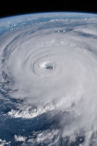 In 2018, Hurricane Florence was photographed from the International Space Station, revealing the eye, eyewall, and surrounding rainbands that define tropical cyclones