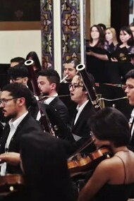 Presentación del réquiem con estudiantes avanzados y profesores de la Escuela Municipal de Música de Paraíso y el Coro de Artes Musicales de la Universidad de Costa Rica