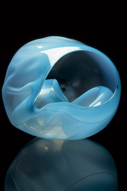 Dale Chihuly, Lupine Blue Basket Set with Lamp Black Lip Wraps, Dimensions: 8 x 10 x 10", Piece Number: 01.1025.b3