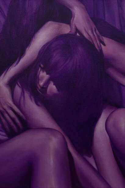 Alayna Coverly, Entwine (detail), 2023. Oil on canvas, 20 x 16 in (50.8 x 40.64 cm). Courtesy of VillageOneArt