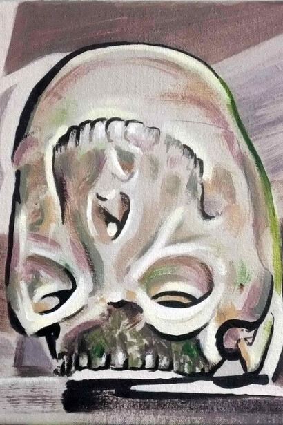 Darren Coffield, Skull, acrylic on canvas